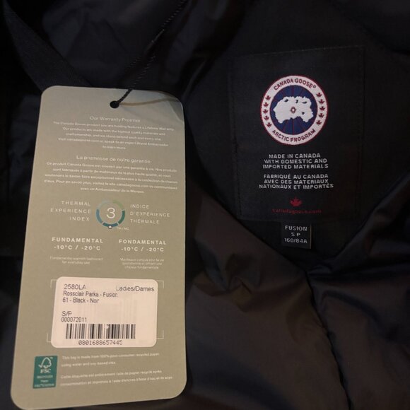 BRAND NEW Canada Goose Rossclair Parka Heritage in Black Size S - Picture 4 of 9